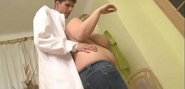  Busty blonde fatty rides his big dick